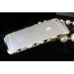 Wholesale Apple iPhone 5S 5 Luxury Diamond Metal Bumper (Black White)